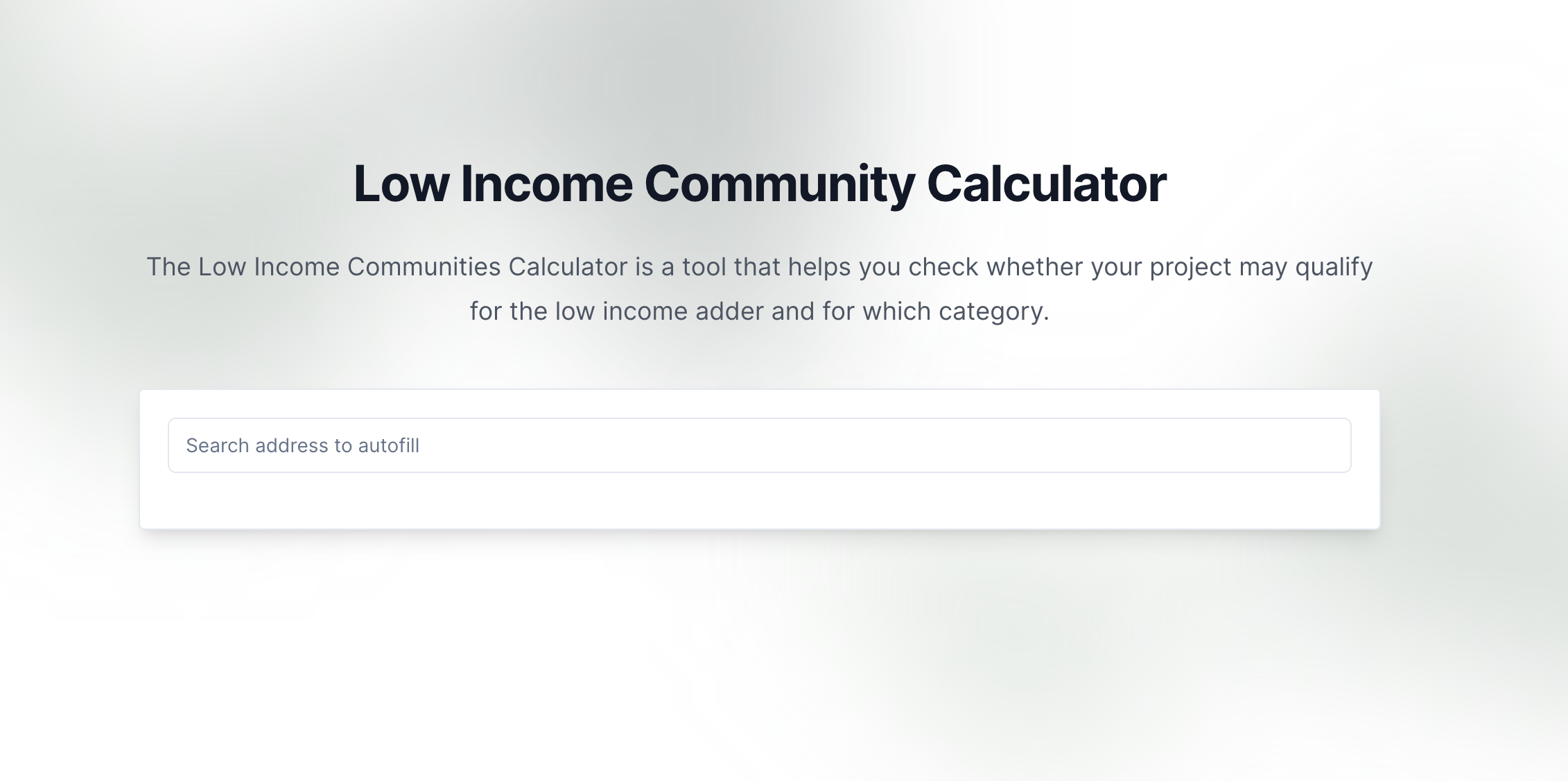 Low Income Community Calculator